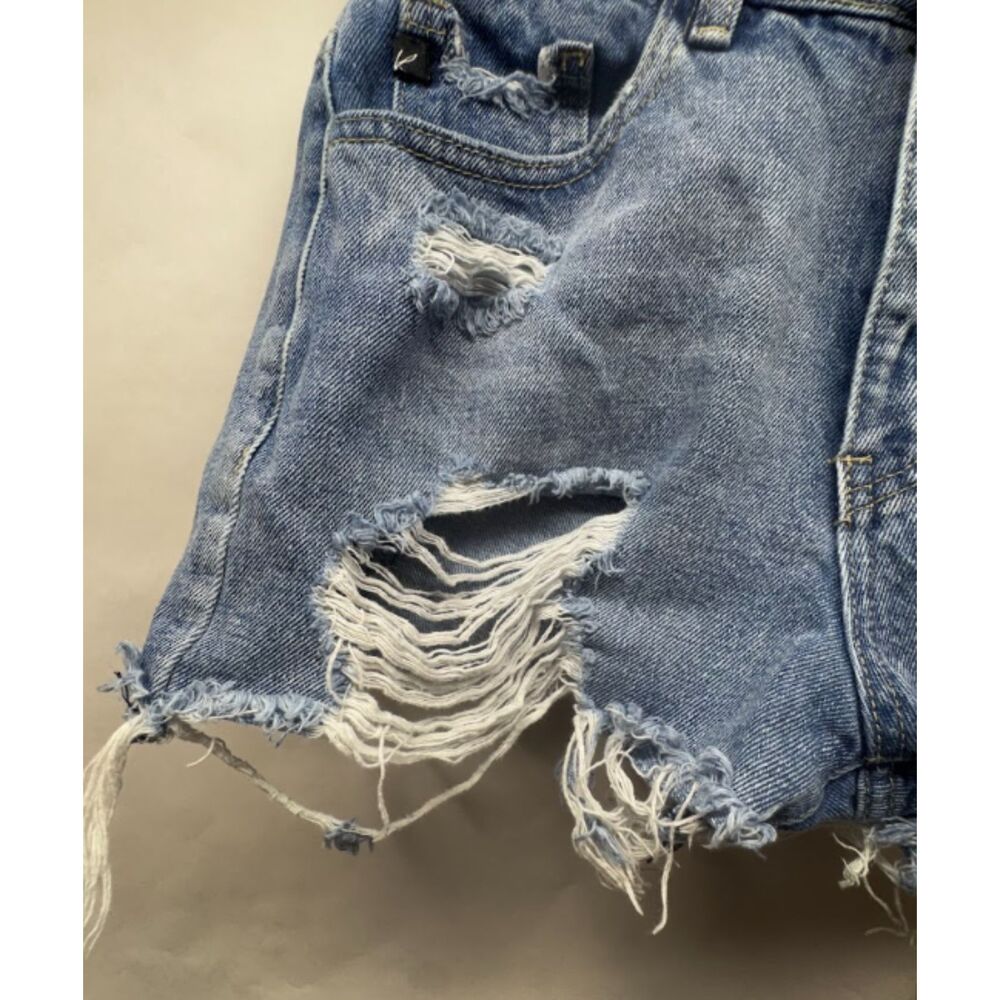 Kancan Light Wash Destroyed Denim Shorts Ripped Festival Summer Shorts SM - Picture 8 of 9